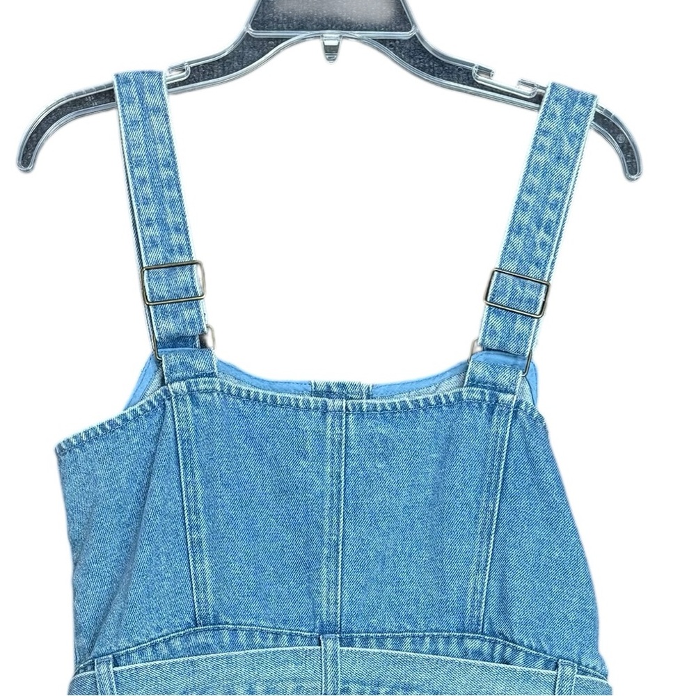 MP|D Denim Pinafore Dress Button Front Belted Blue Jean Dress Size L - Picture 10 of 14